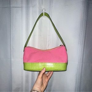 Tommy Hilfiger crocodile pink and green purse bag